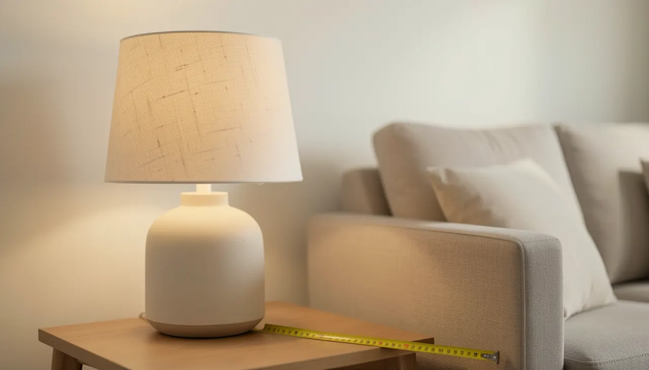 Schéma côte hauteur lampe à poser salon 110 cm abat-jour œil assis