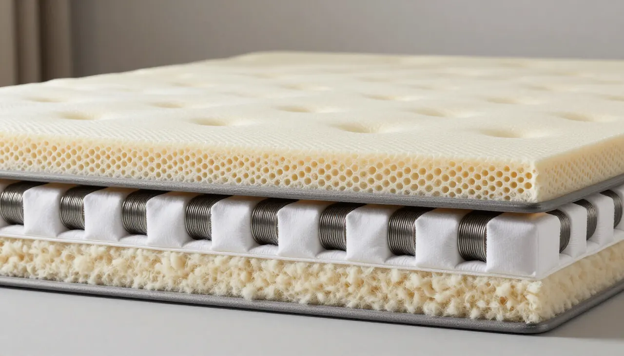 Coupe transversale d'un matelas latex et ressorts