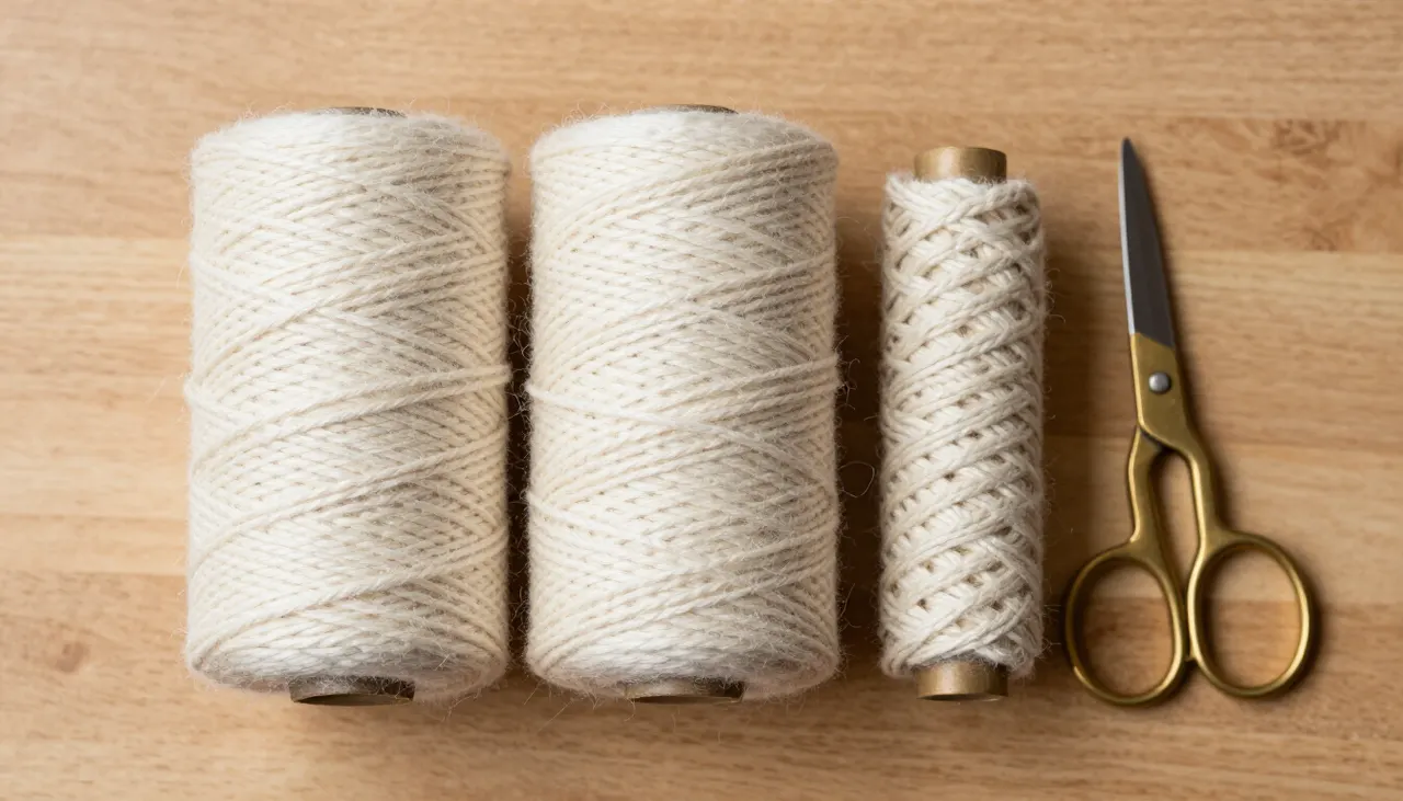 Trois types de cordes en coton pour macramé