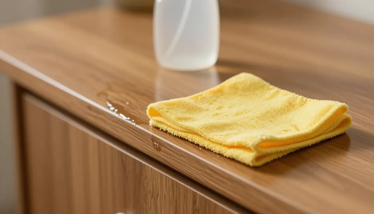 Nettoyage d'une porte de cuisine grasse
