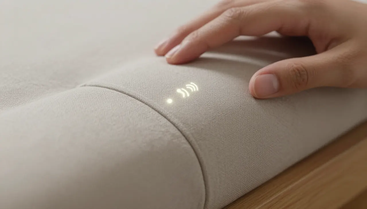 Détail d'une commande tactile sur l'accoudoir