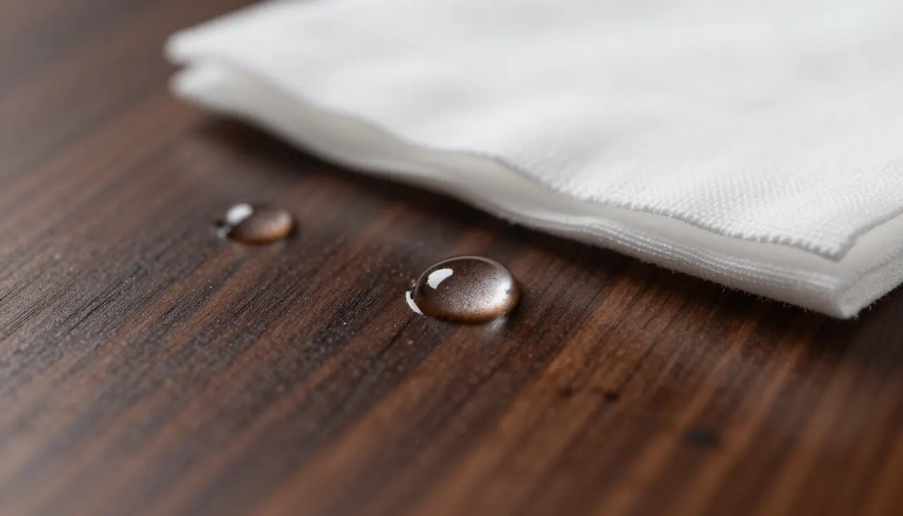 Test de goutte d'eau sur meuble en bois