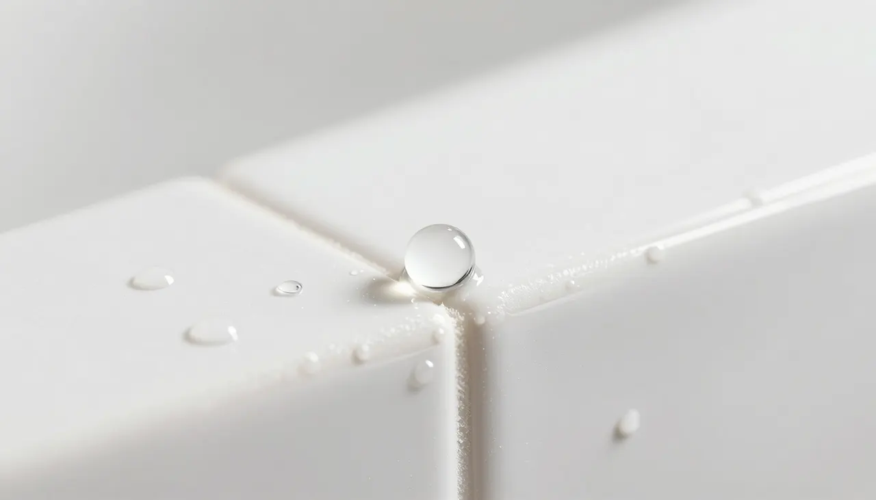 Eau qui perle sur un joint imperméabilisé