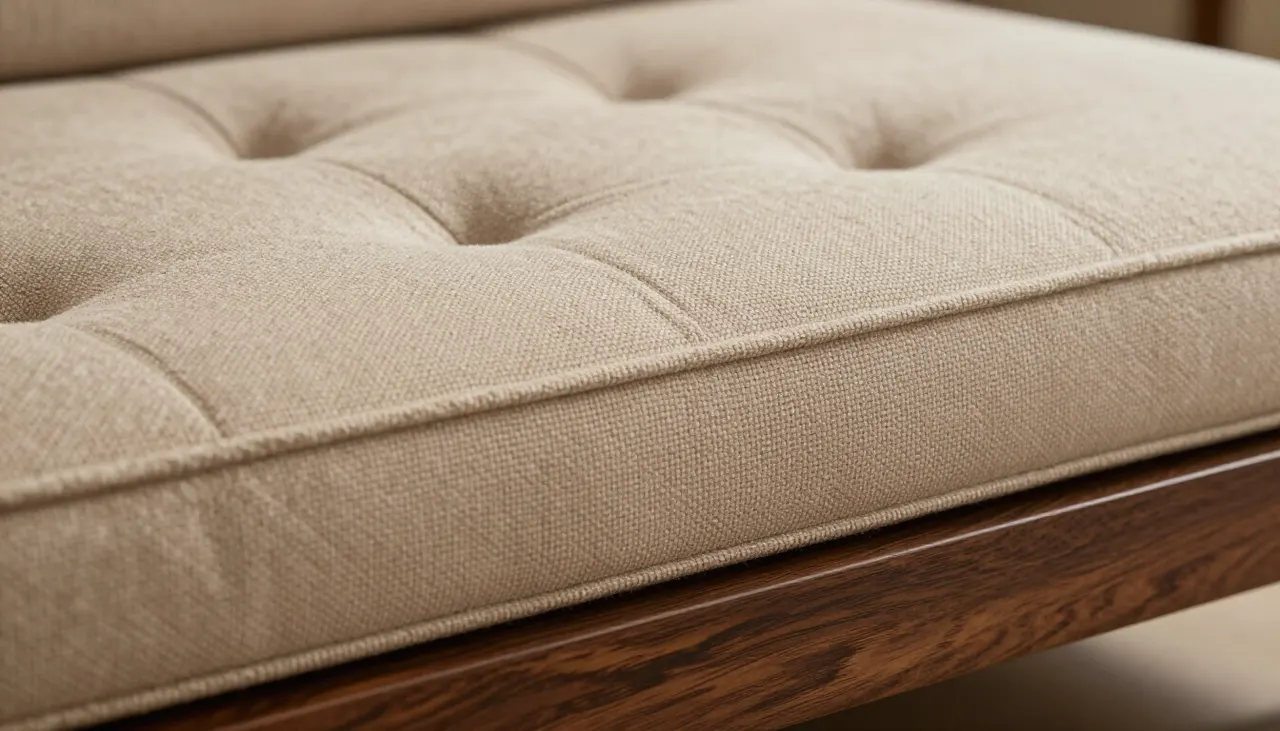 Gros plan sur l'assise capitonnée d'une banquette