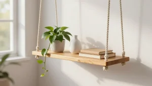 Étagère balançoire en bois suspendue style bohème