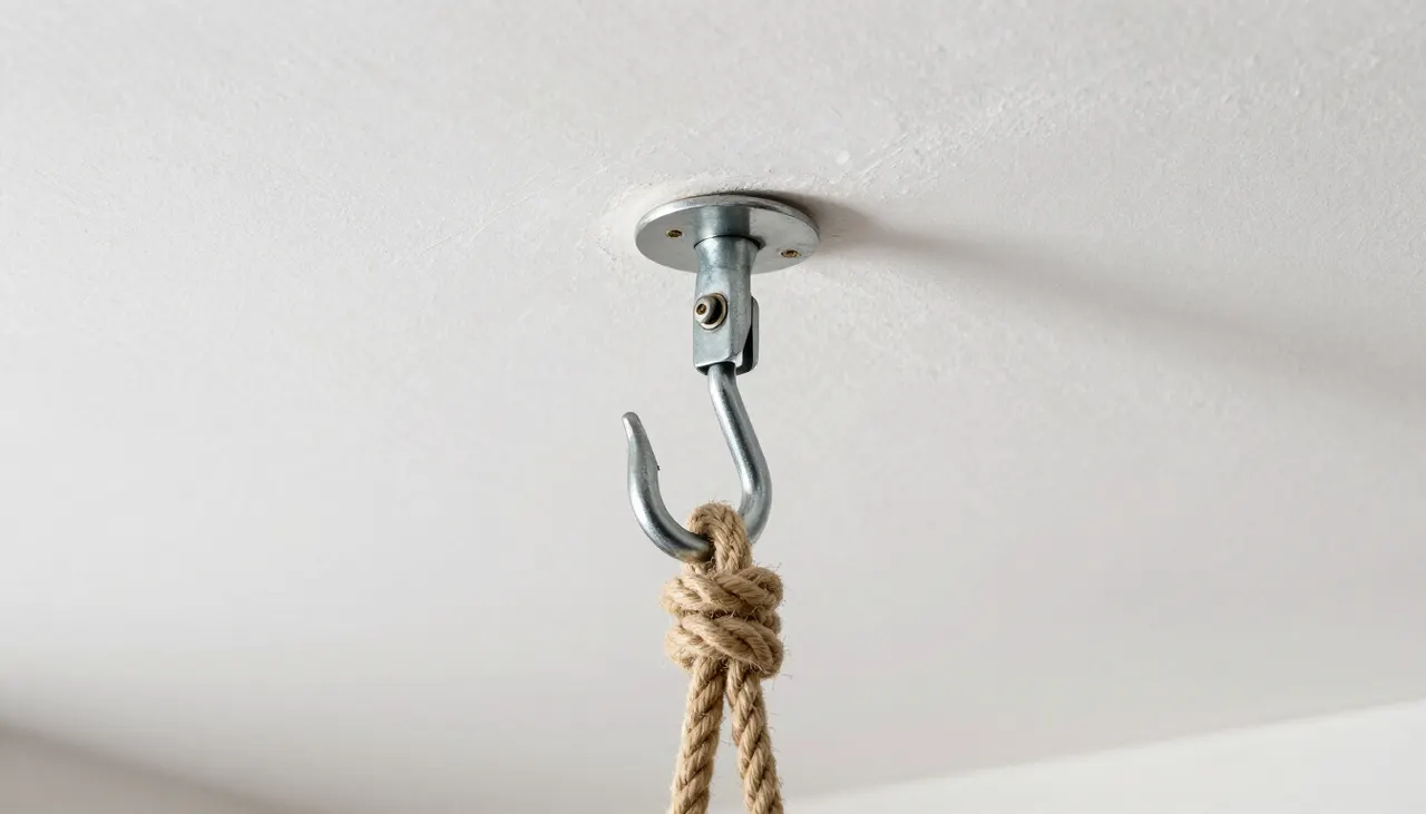 Fixation solide au plafond avec crochet métallique