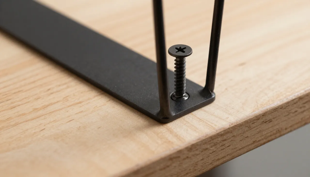 Fixation d'un pied épingle en métal noir