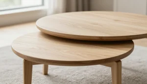 Deux tables basses gigognes en chêne clair