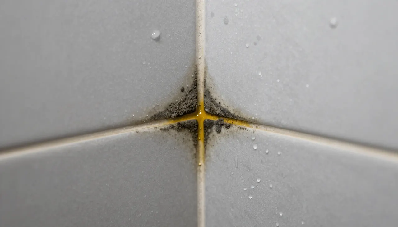 Joints de carrelage moisis et jaunis
