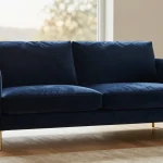 Canapé convertible en velours bleu nuit élégant