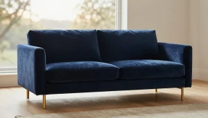 Canapé convertible en velours bleu nuit élégant