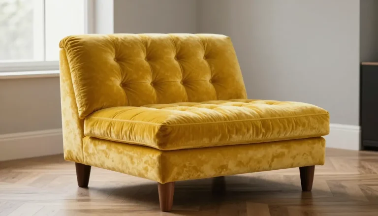 Fauteuil crapaud en velours jaune moutarde
