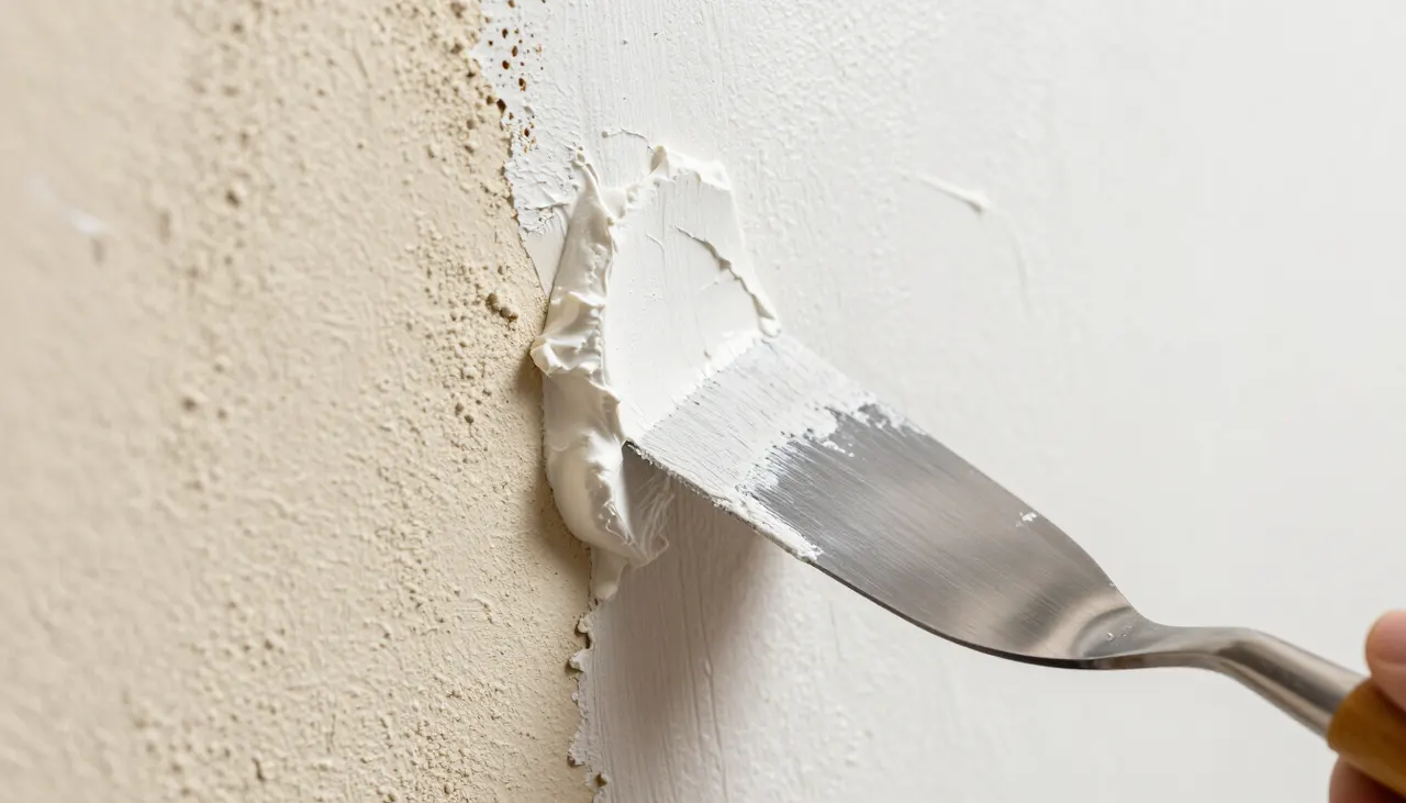 Application d'enduit de lissage sur une hotte en crépi