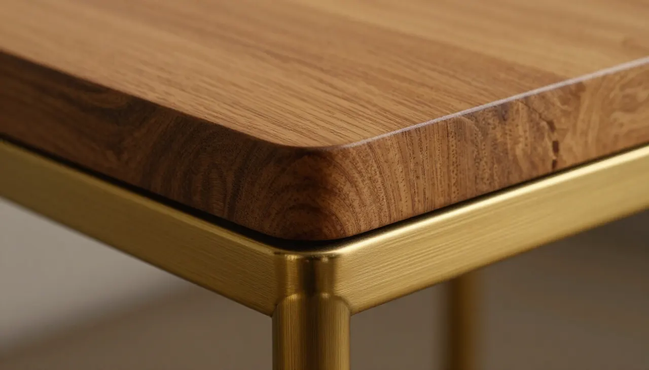 Détail de bois de chêne et métal laiton