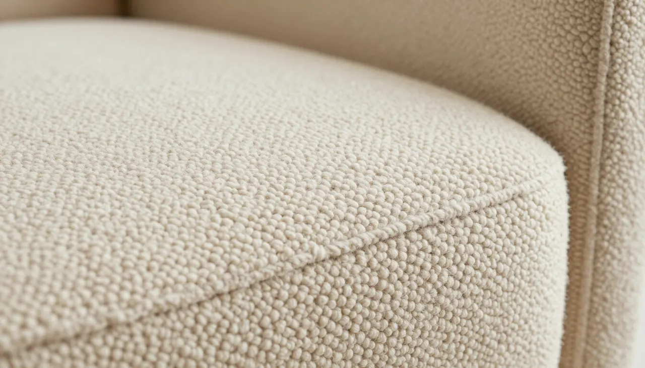 Gros plan sur le tissu bouclé d'un canapé