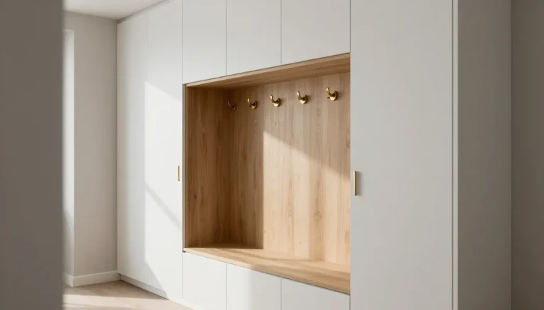 Meuble d'entrée sur mesure avec banquette en chêne