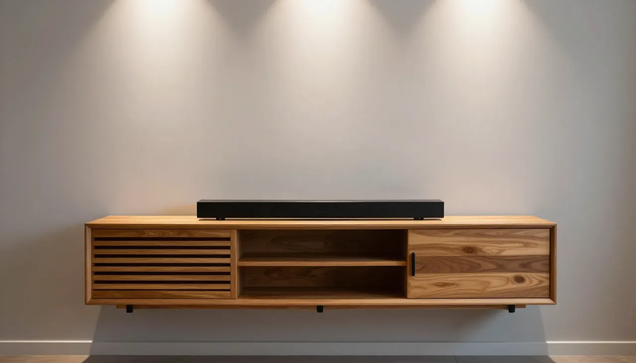 Meuble TV suspendu en bois de manguier