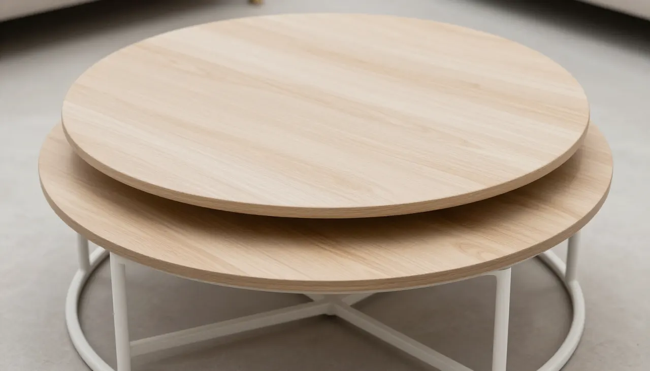 Table gigogne partiellement glissée sous l'autre