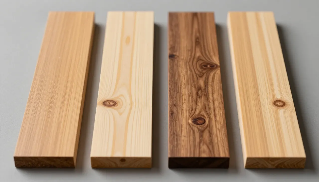 Échantillons de bois chêne pin bambou noyer