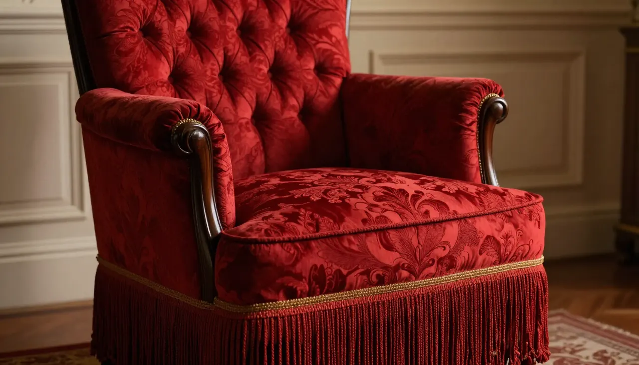 Fauteuil crapaud ancien en velours rouge