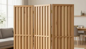 Paravent en bois design dans un salon