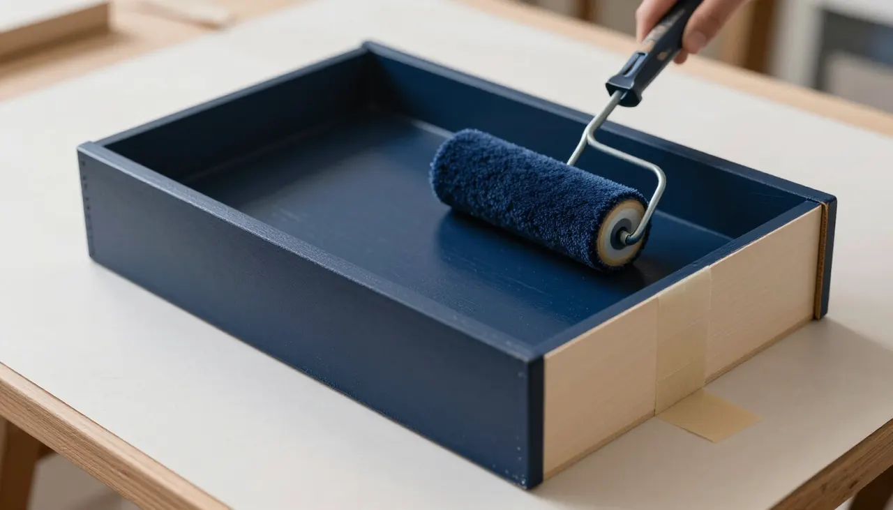 Peinture bleu marine sur tiroir de commode