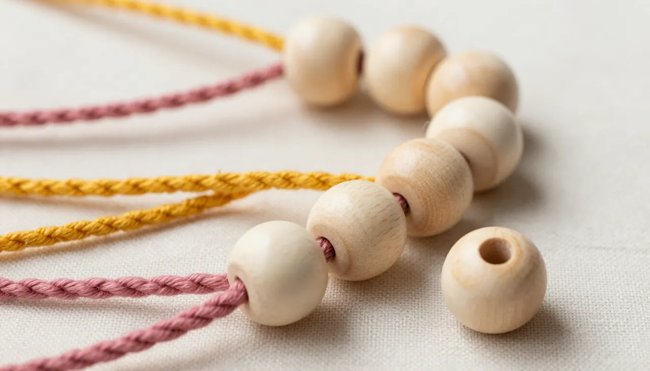 Cordes de macramé colorées et perles en bois