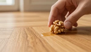 Réparation d'une rayure sur un parquet en chêne