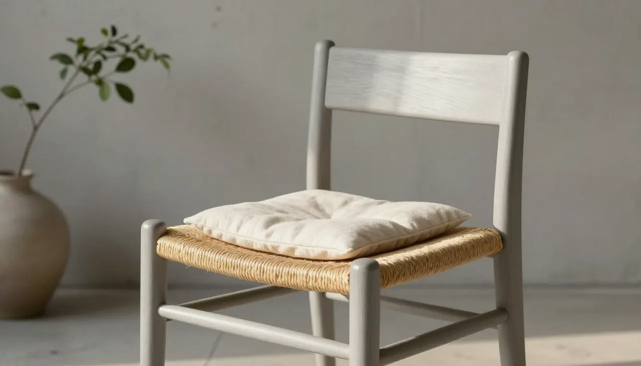 Chaise style japandi en bois clair et lin