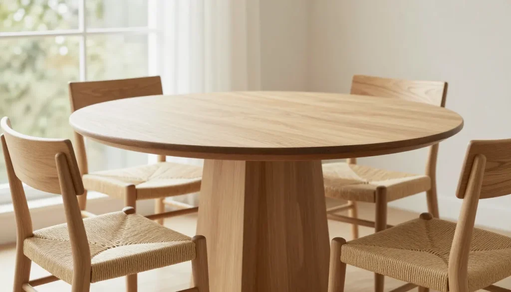 Table à manger ronde en chêne clair