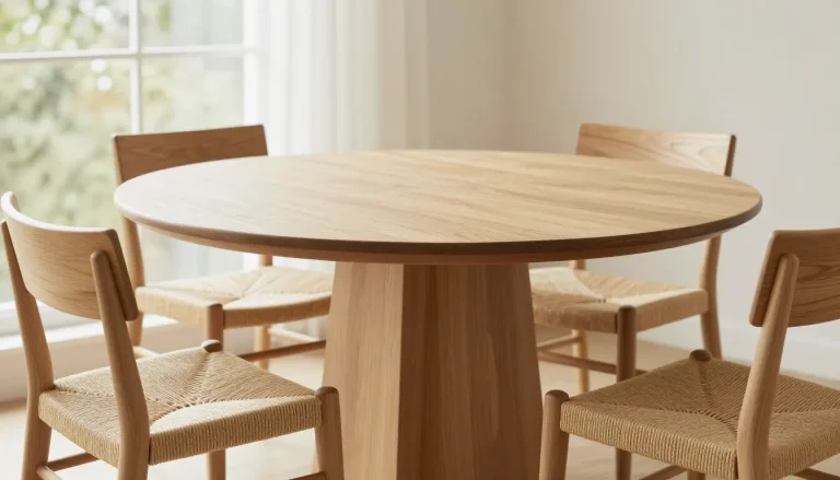 Table à manger ronde en chêne clair
