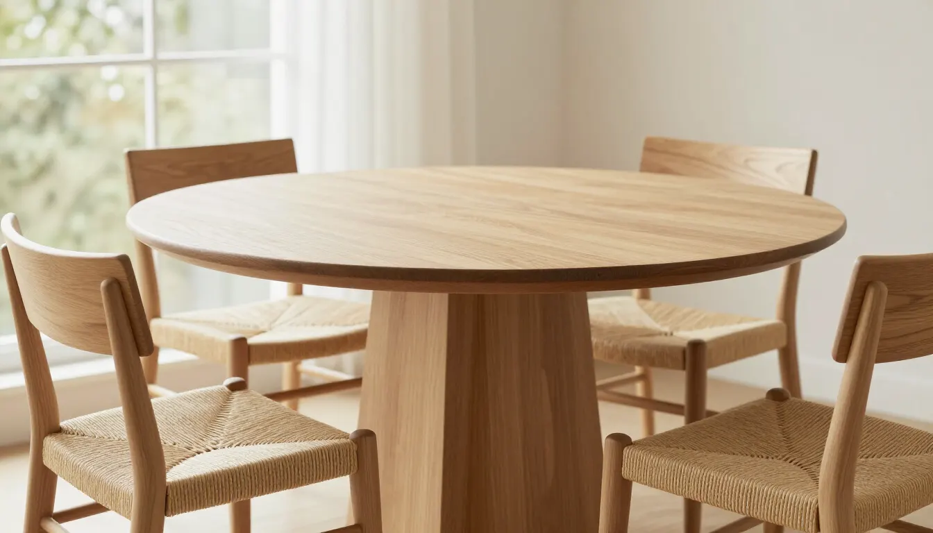 Table à manger ronde en chêne clair