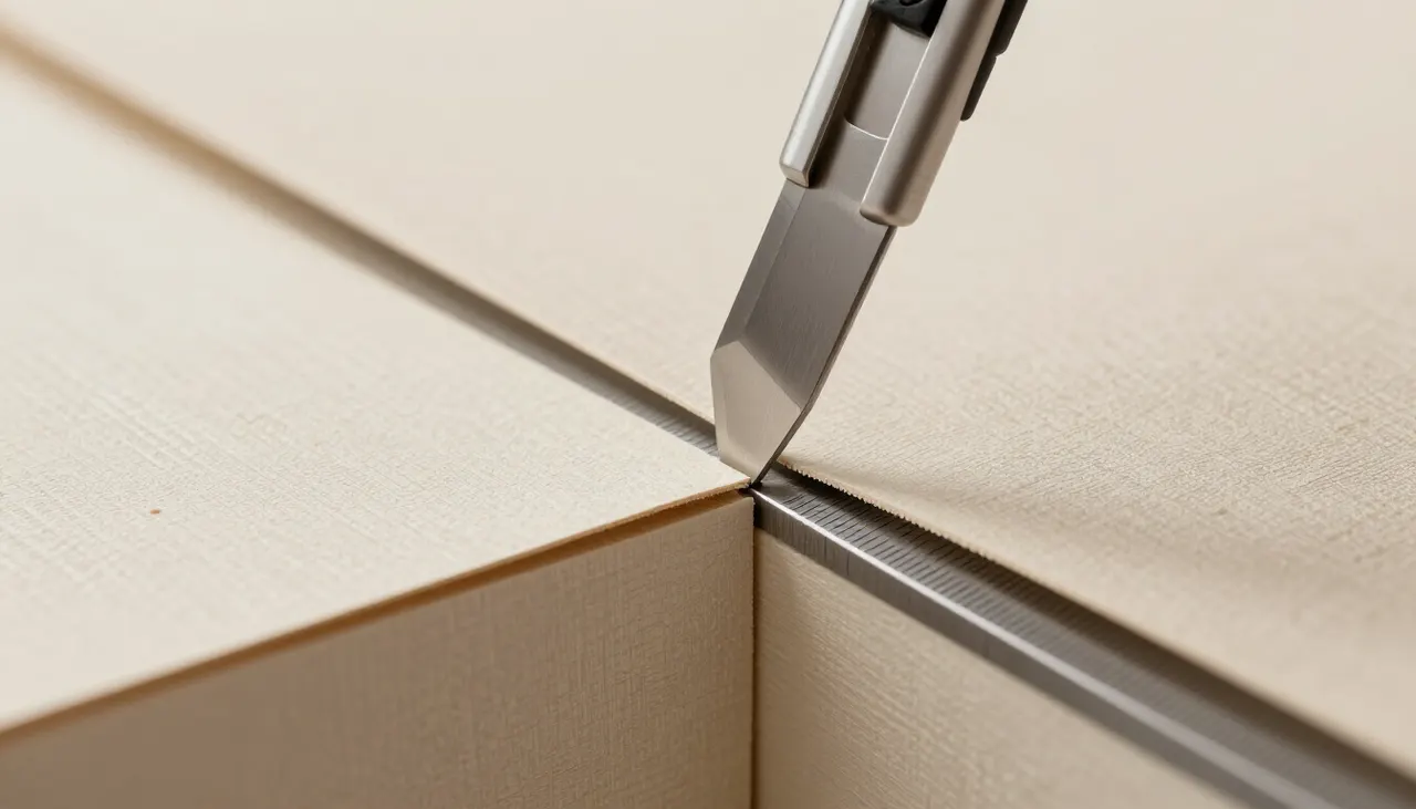 Cutter coupant deux couches de papier peint superposées