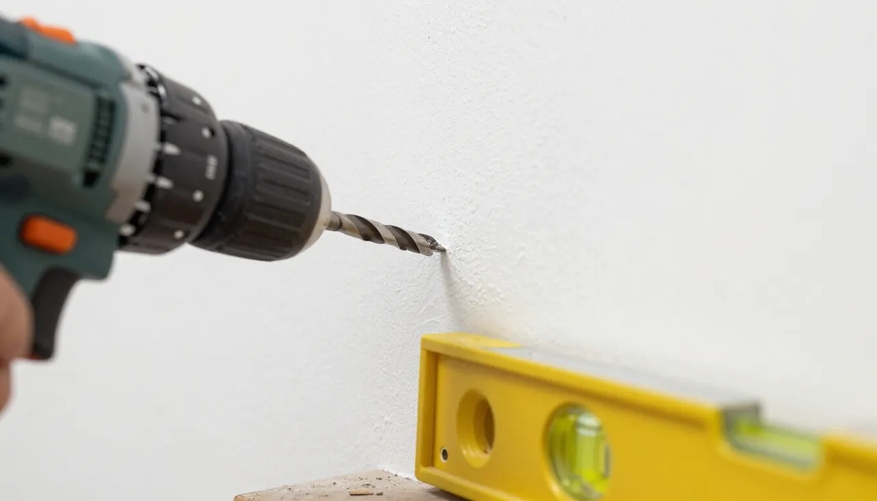 Perçage d'un mur pour fixation