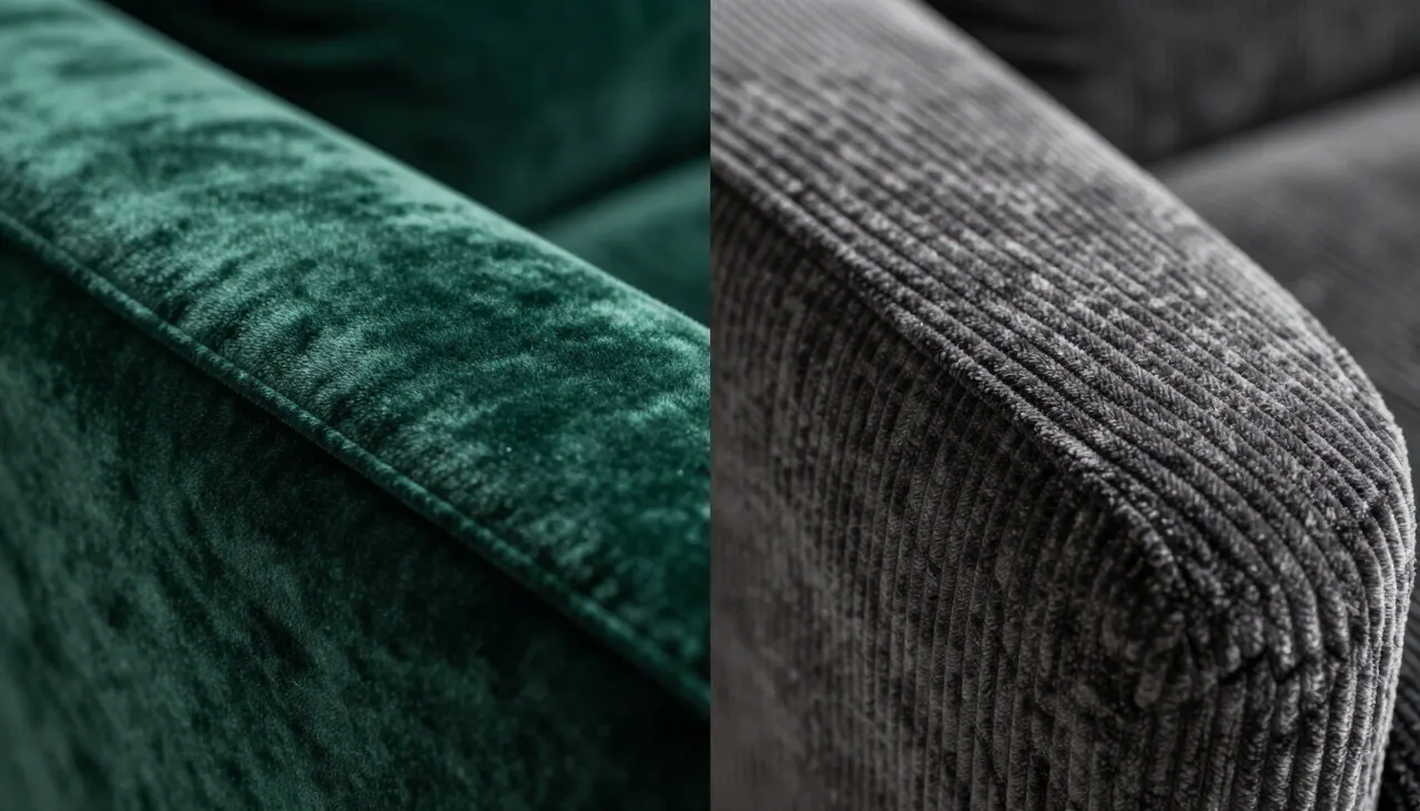 Gros plan sur deux textures de velours